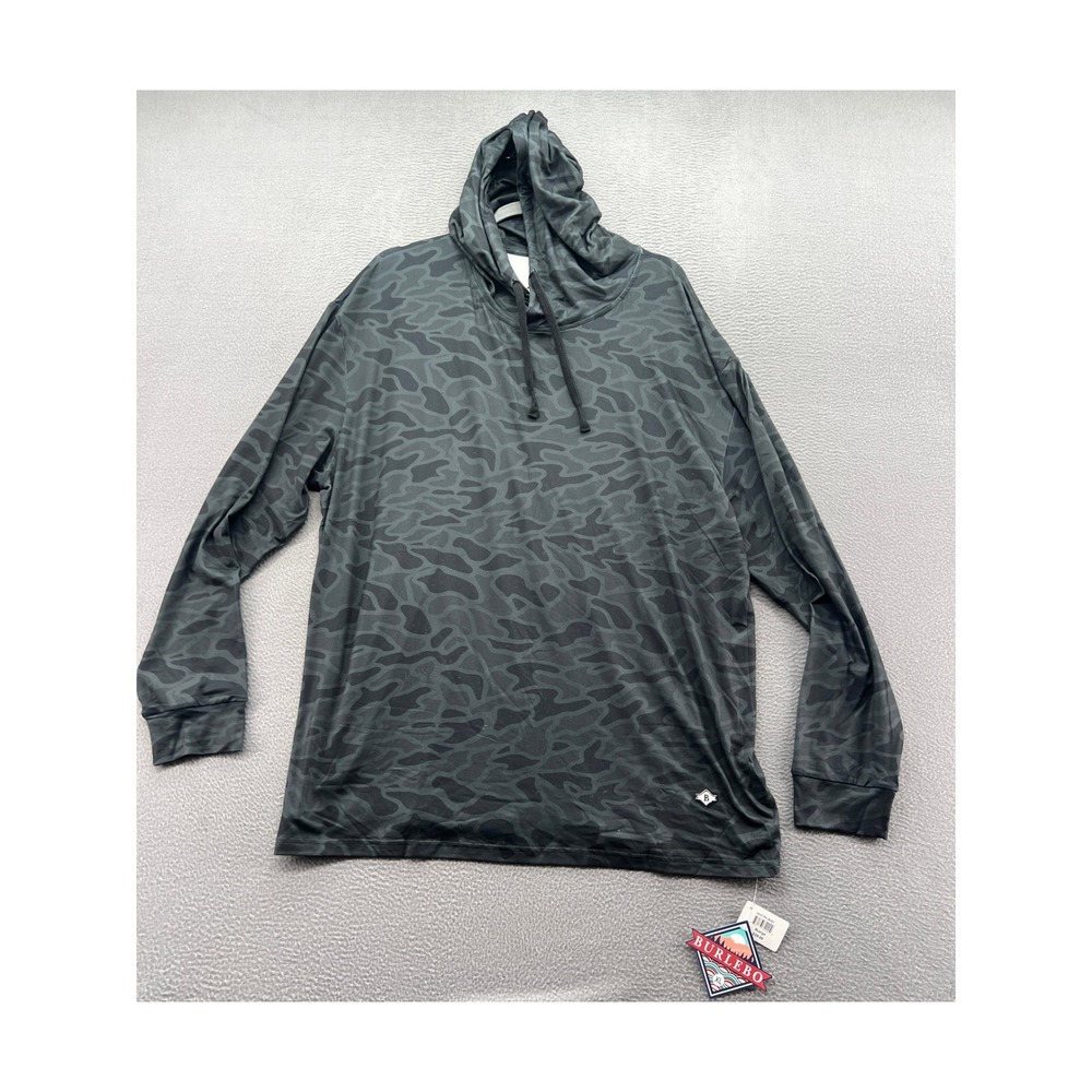 Burlebo Hoodie Pullover Men's XL Black Grey Camo Performance Sun NWT